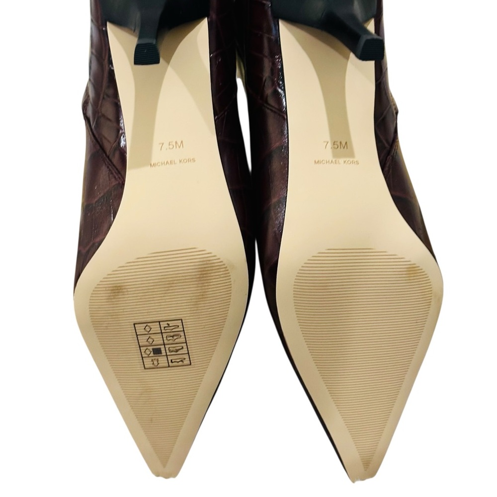 ✨ Michael Kors Selina Heeled Bootie – Oxblood Leather – Size 7.5M - Picture 12 of 15